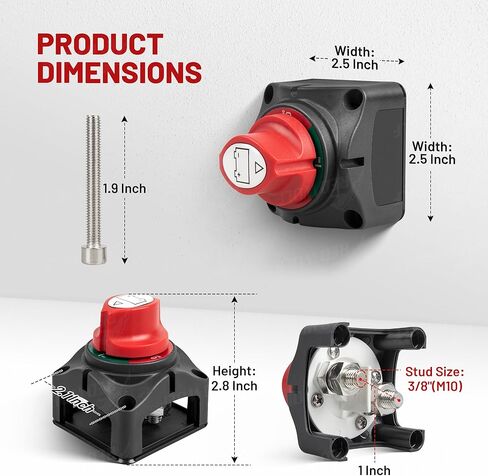 RED WOLF 60Amp Circuit Breaker + On-Off Battery Switch DC 12V-48V 275A for Automotive RV Marine Battery Kill Electronic Battery Solar System Inline Fuse with Manual Reset Switch Waterproof in Kuwait