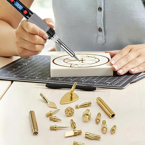 22in-1 3D Print Smoothing Tool Kit 80W LCD Soldering Iron with 17 Brass Tips Plastic Welder for 3D Printing Accessories Repair Finishing 3D Printer Tools Adjustable Temperature in Kuwait