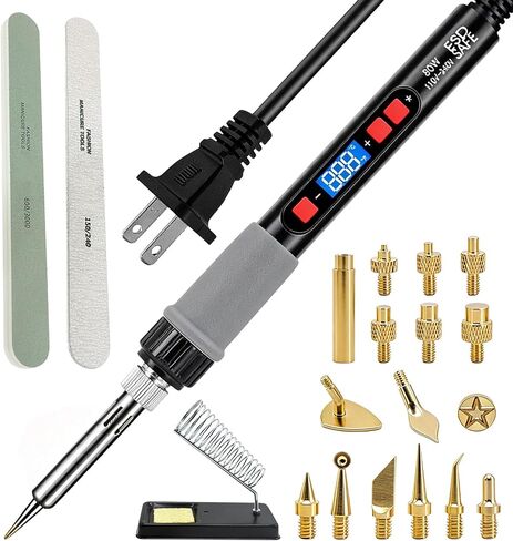 22in-1 3D Print Smoothing Tool Kit 80W LCD Soldering Iron with 17 Brass Tips Plastic Welder for 3D Printing Accessories Repair Finishing 3D Printer Tools Adjustable Temperature in Kuwait