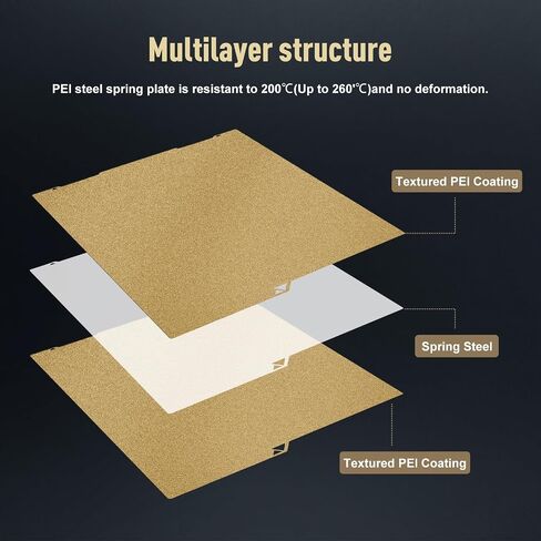Upgrad 430x430mm K3 Max Gold Build لوحة مزدوجة الجوانب مرنة من الفولاذ الزنبركي PEI سرير مطبوع مغناطيسي لطابعة Anycubic Kobra 3 MAX ثلاثية الأبعاد in Kuwait