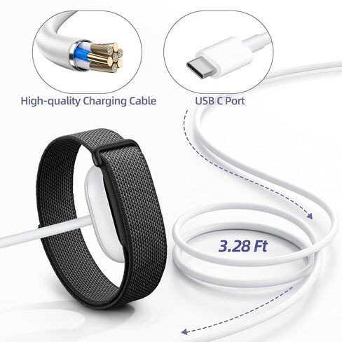 Charging Cable Only Compatible with Fit-bit Air: Portable Travel Charger Replacement - USB-C Magnetic Charging Cord, No Adapter, 3.3 ft (1 m) in Kuwait