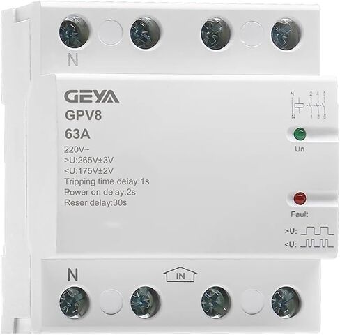 GPV8-63 220VAC مرحل حماية الجهد الزائد والجهد المنخفض ذاتي الاستعادة 40A 63A(GPV8-D-4P-63A-220V) in Kuwait
