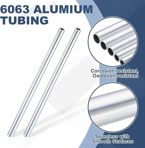 PATIKIL 6063 Aluminum Tubing, 1/2" (12mm) OD x 5/16" (7.5mm) x 12" Length 0.08" (2mm) Wall Thickness Seamless Round Aluminum Tube Metal Straight Pipe for DIY Industry Decor Crafts Model in Kuwait