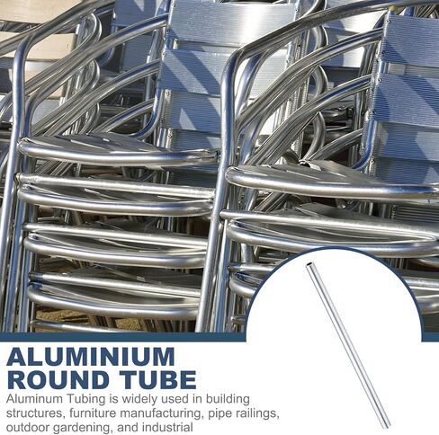 PATIKIL 6063 Aluminum Tubing, 1/2" (12mm) OD x 5/16" (7.5mm) x 12" Length 0.08" (2mm) Wall Thickness Seamless Round Aluminum Tube Metal Straight Pipe for DIY Industry Decor Crafts Model in Kuwait