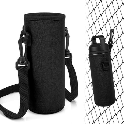 Linkidea كم سياج زجاجة مياه مع خطاف متوافق مع زجاجة YETI Rambler 18oz، قارورة مائية واسعة الفم 18oz/20oz، حقيبة حزام حبال زجاجة ماء من النيوبرين للرياضات الخارجية، أسود in Kuwait