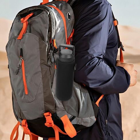 Linkidea كم سياج زجاجة مياه مع خطاف متوافق مع زجاجة YETI Rambler 18oz، قارورة مائية واسعة الفم 18oz/20oz، حقيبة حزام حبال زجاجة ماء من النيوبرين للرياضات الخارجية، أسود in Kuwait