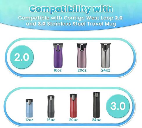 BOSORIO 4 Pack Rubber Stoppers Compatible with Contigo West Loop 2.0&3.0 12oz 16oz 20oz 24oz Travel Mug, Lid Replacement Part, Replacement Silicone Seal for Contigo Coffee Tumbler in Kuwait