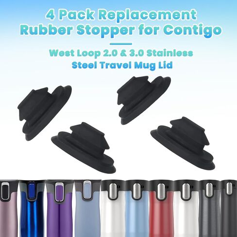 BOSORIO 4 Pack Rubber Stoppers Compatible with Contigo West Loop 2.0&3.0 12oz 16oz 20oz 24oz Travel Mug, Lid Replacement Part, Replacement Silicone Seal for Contigo Coffee Tumbler in Kuwait