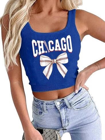 Baseball Tank Top Women Baseball Mom Crop Top Sport Team Fans Knit Shirts Softball Sleeveless Crop Tops in Saudi Arabia