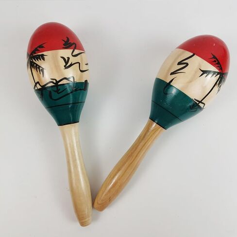 2 PCS Vibrant Maracas with Hand-Painted Palm Tree Design, Musical Shakers for Cinco De Mayo, Christmas, New Year and Holiday Party Decoration in Kuwait