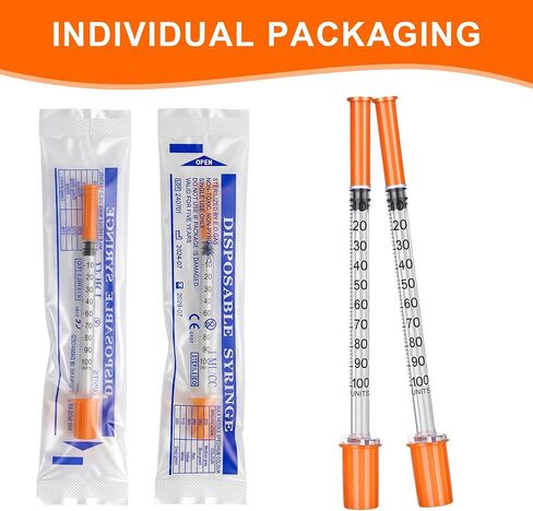 1mL Syringe 31G 5/16" (8mm), U-100 Disposable Syringes for Industrial, Science Lab and Experiments Using, Individual Package Pack of 100 in Kuwait