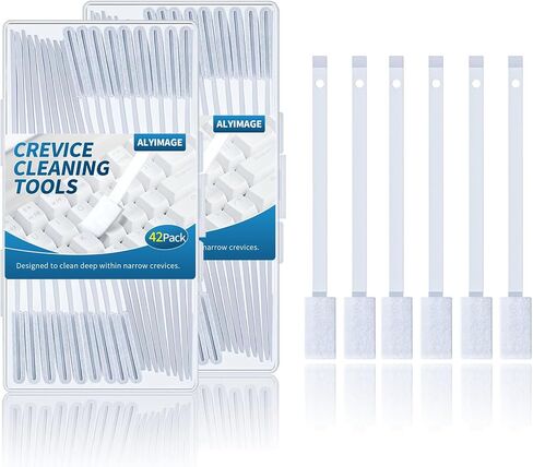 Alyimage® 42 Pcs Disposable Crevice Cleaning Brush Set for Small Spaces, Toilet Bowl, Window Groove, Vent Fan, Door Track, Keyboard in Kuwait