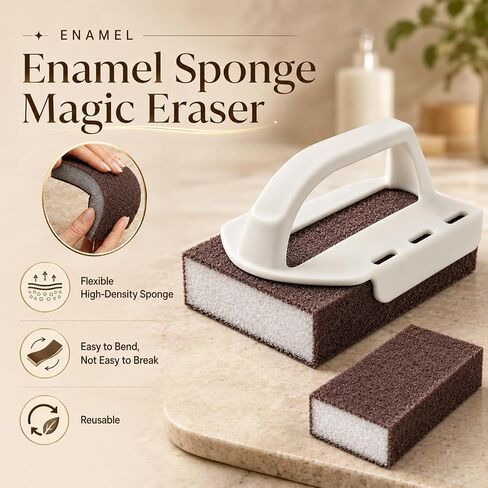 Magic Emery Cleaning Sponges, Nano Carborundum Sponge,Scrub Pad Pot Scrubber for Removing Rust Cleaning Pots and Pans,Rust Remover & Magic Descaling Eraser (1 Handle+5 Sponge) in Kuwait