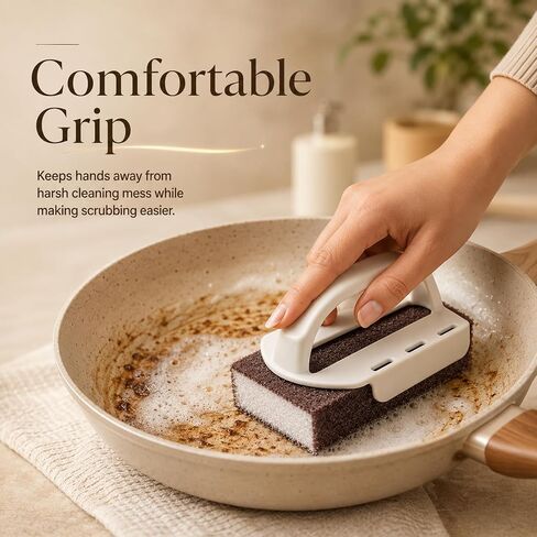 Magic Emery Cleaning Sponges, Nano Carborundum Sponge,Scrub Pad Pot Scrubber for Removing Rust Cleaning Pots and Pans,Rust Remover & Magic Descaling Eraser (1 Handle+5 Sponge) in Kuwait