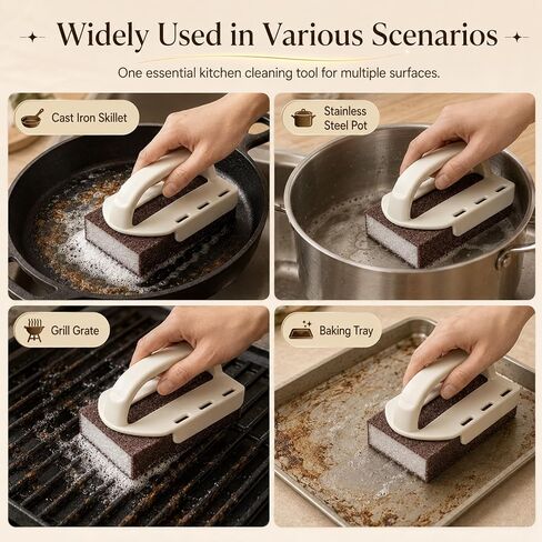 Magic Emery Cleaning Sponges, Nano Carborundum Sponge,Scrub Pad Pot Scrubber for Removing Rust Cleaning Pots and Pans,Rust Remover & Magic Descaling Eraser (1 Handle+5 Sponge) in Kuwait