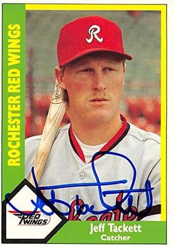بطاقة البيسبول الموقعة من جيف تاكيت (روتشستر ريد وينغز، الأوريولز) 1990 CMC Minor League Rookie # 310 in Kuwait