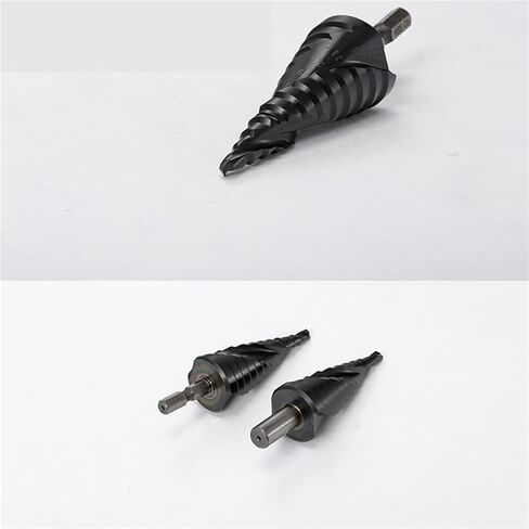 1Pcs Cobalt Step Drill Bits HSSCO M35 TiAIN Spiral Straight Grooved Hex Quick Change Shank Stainless Steel Hole Cutter(TiAIN Type 3,5-27mm(12 Steps)) in Kuwait