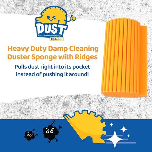 Dust Sponge for Cleaning with Built-in Dust Pocket, Reusable Damp Dusting Sponge for Home, Office & Car Interiors, Multipurpose Duster for Blinds, Baseboards, Vents, Shelves & Countertops in Kuwait