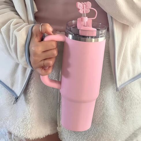 6 Pcs Compatible with Stanley Cup Accessories, Cute Butterfly Straw Toppers Compatible with Stanley Straw Cover 9-10 mm, Silicone Drinking Cover Cap for Tumbler in Kuwait