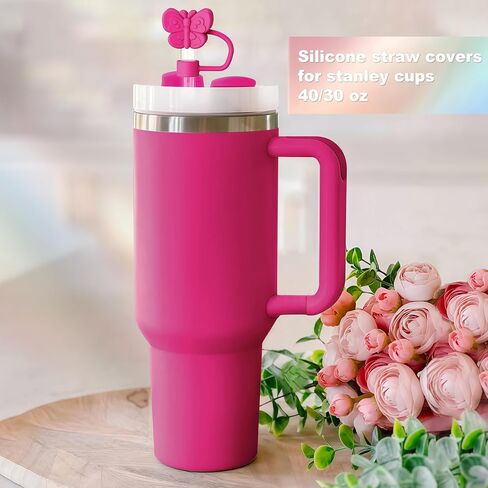 6 Pcs Compatible with Stanley Cup Accessories, Cute Butterfly Straw Toppers Compatible with Stanley Straw Cover 9-10 mm, Silicone Drinking Cover Cap for Tumbler in Kuwait