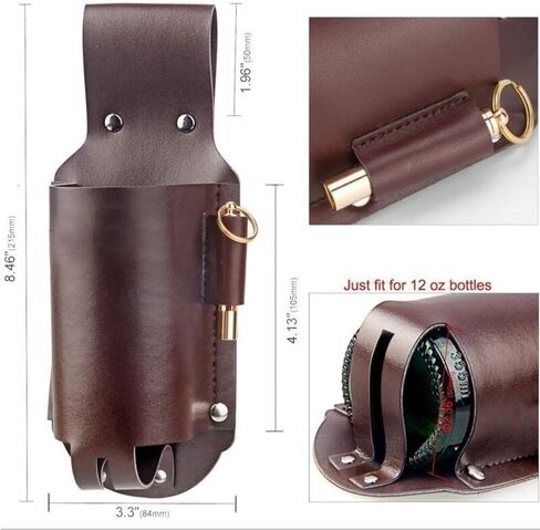 Drink Belt Holder Faux Leather Beer Holster Hands-Free Water Bottle Waist Bag Can Cooler Belt Pouch Cowboy Beverage Holder for Barbecue Camping Beach Hiking Fishing Gardening in Kuwait