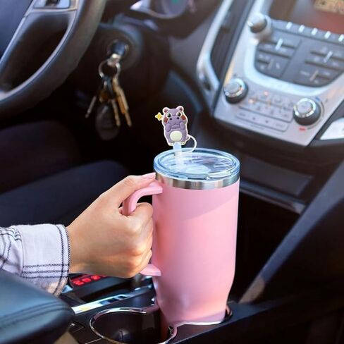 6PCS Cute Hippo Silicone Straw Toppers, 10mm Diameter Straw Tip Straw Topper, Covers Are Perfect for Your Cup Collection in Kuwait