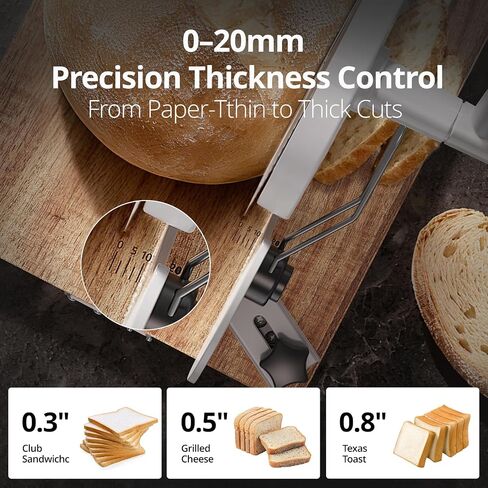 Foldable Manual Bread Slicer with Dual German RSG Blades, Homemade & Sourdough Bread, Adjustable Thickness & Scale, Hand Crank Cutter, Durable Aluminum Alloy Body & Acacia Wood Base in Kuwait