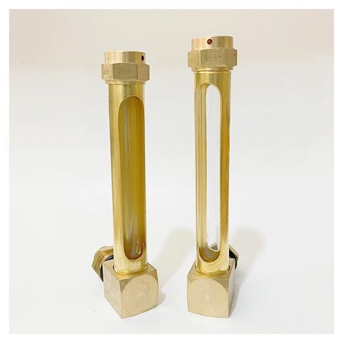 1/4"" 3/8"" 1/2"" BSP Male Thread L-Shape Brass Oil Liquid Level Indicator Sight Glass Gauge - Two Window 1PC(Two Window 1/4"",125mm) in Kuwait