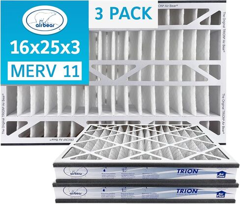 16x25x3 Air Filter MERV 11 (3-Pack) TRION Air Bear Pleated HVAC Air Filter Replacement (Actual Size: 15.75 x 24.25 x 3.0625 Inches) in Kuwait