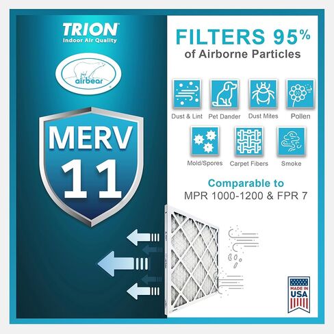 16x25x3 Air Filter MERV 11 (3-Pack) TRION Air Bear Pleated HVAC Air Filter Replacement (Actual Size: 15.75 x 24.25 x 3.0625 Inches) in Kuwait