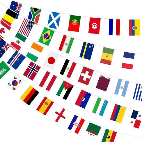 World Flag Flags, World Cup 2026 Merchandise, 1 Pack 49.2ft 48 Countries String Flags for World Cup Decorations, Soccer Party Decorations Bunting for Soccer Bar Club Garden Street Sports Party Decor in Kuwait