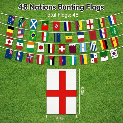 World Flag Flags, World Cup 2026 Merchandise, 1 Pack 49.2ft 48 Countries String Flags for World Cup Decorations, Soccer Party Decorations Bunting for Soccer Bar Club Garden Street Sports Party Decor in Kuwait