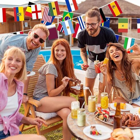 World Flag Flags, World Cup 2026 Merchandise, 1 Pack 49.2ft 48 Countries String Flags for World Cup Decorations, Soccer Party Decorations Bunting for Soccer Bar Club Garden Street Sports Party Decor in Kuwait