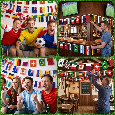 World Flag Flags, World Cup 2026 Merchandise, 1 Pack 49.2ft 48 Countries String Flags for World Cup Decorations, Soccer Party Decorations Bunting for Soccer Bar Club Garden Street Sports Party Decor in Kuwait