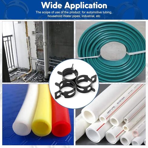 5pcs 0.83" ID Constant Tension Band Hose Clamps, 21mm Spring Band Type Action Hose Clamp Manganese Steel Fuel Line Clamp Low Pressure Air Clip Clamp for Fuel Hose Line Water Pipe Air Tube black in Kuwait