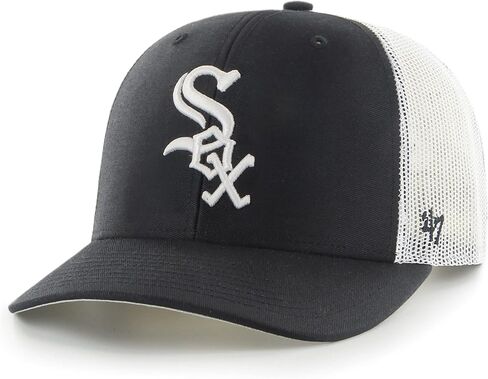 قبعة '47 MLB للرجال من Trucker Snapback قابلة للتعديل (شيكاغو وايت سوكس، أسود)، مقاس واحد in Kuwait