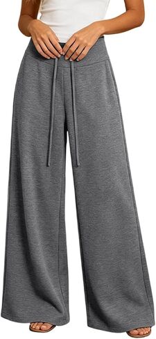 فضفاض Sweatpants 2026 المرأة صالة السراويل عالية الخصر واسعة الساق الرباط فضفاض بنطلون فلوي طول الأرض بانت in Kuwait