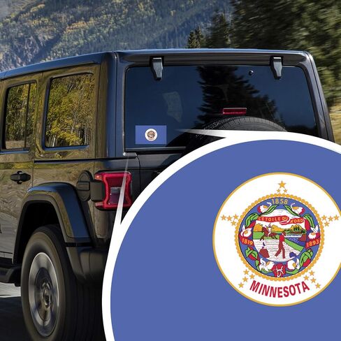 2-Pack Minnesota State Flag Decal Stickers | Official Flag of Minnesota Stickers | 5-Inches by 3-Inches | Premium Quality Vinyl | PD329 in Kuwait