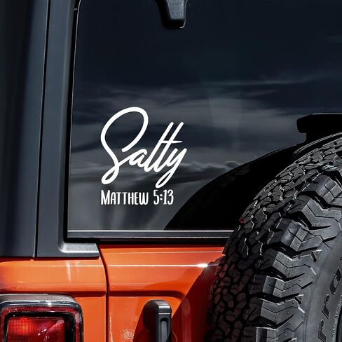 Salty Matthew 5:13 Decal Vinyl Sticker Auto Car Truck Wall Laptop | White | 5" x 5.5" in Kuwait