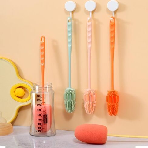 Silicone Bottle Brush Long Handled Water Bottles Brusher Perfect for Cleaning Sports Bottle Vase Glassware Suitable for Cleaning Smaller Diameter Bottles (Pink) in Kuwait