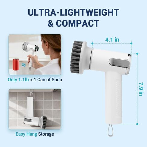 Electric Spin Scrubber Compatible with Scrub Daddy/Mommy, Coinicxcel 2-Speed Option IP7X Waterproof Smile Sponge Dish Wand Holder with 4 Replaceable Heads, Lightweight for Oven/Stove/Sink in Kuwait