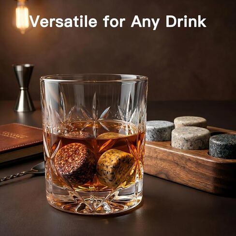 JOVGANK Granite Whiskey Stones Set of 6 with Wood Tray - Reusable Whisky Chilling Rocks for Scotch, Bourbon, Cocktails - Cool Drinks Without Dilution, Perfect Bar Accessories & Gift for Men in Kuwait