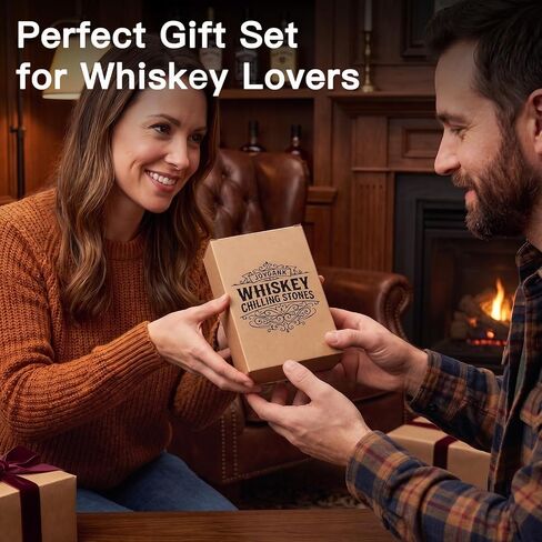 JOVGANK Granite Whiskey Stones Set of 6 with Wood Tray - Reusable Whisky Chilling Rocks for Scotch, Bourbon, Cocktails - Cool Drinks Without Dilution, Perfect Bar Accessories & Gift for Men in Kuwait