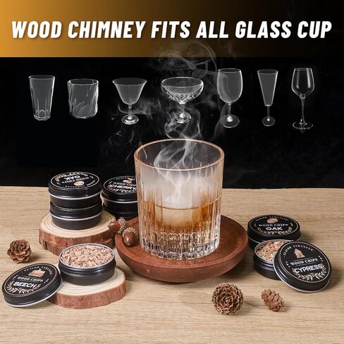 Premium 27Pcs Whiskey Smoker Kit-Complete Gift Box, Cocktail Smoker Infuser Kit, Old Fashioned Drink Smoker Kit, No Extra Accessories Needed, Bourbon Whiskey Gifts for Men,Husband,Dad,Him(No Butane in Kuwait