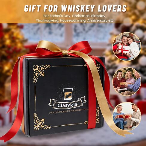 Premium 27Pcs Whiskey Smoker Kit-Complete Gift Box, Cocktail Smoker Infuser Kit, Old Fashioned Drink Smoker Kit, No Extra Accessories Needed, Bourbon Whiskey Gifts for Men,Husband,Dad,Him(No Butane in Kuwait