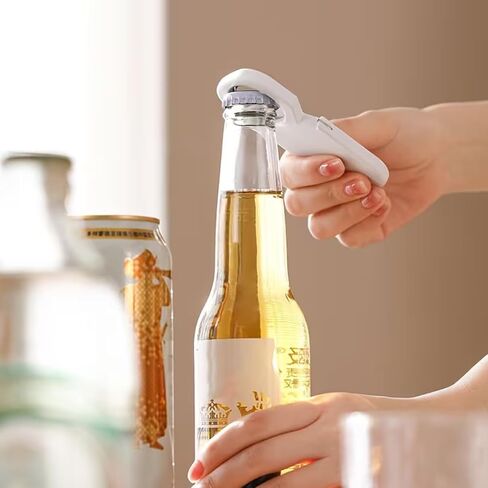 Magnetic Bottle And Can Opener Multi Function Easy Open Tool Compact Ergonomic Design For Home Kitchen Beverages Canned Goods, White in Kuwait