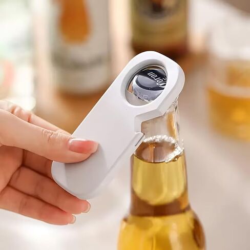 Magnetic Bottle And Can Opener Multi Function Easy Open Tool Compact Ergonomic Design For Home Kitchen Beverages Canned Goods, White in Kuwait