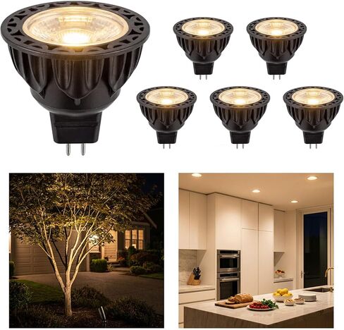 مصباح إضاءة LED Gardenreet MR16، 5 وات 2700 كيلفن بديل هالوجين أبيض دافئ قابل للتعتيم للإضاءة الداخلية والمناظر الطبيعية الخارجية، GU5.3 ثنائي الدبوس 12 فولت جهد منخفض، غطاء من الألومنيوم، 450LM 45 درجة شعاع، 6 عبوات in Kuwait
