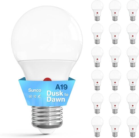 Sunco 6 Pack Dusk to Dawn Light Bulbs Outdoor A19, Photocell Automatic for Exterior Lighting, 800 LM, 9W (60W Eqv.), 3000K Warm White, Auto On/Off Sensor, IP65 Rated UL in Saudi Arabia