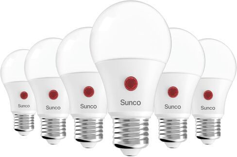 Sunco 6 عبوات من مصابيح الغسق إلى الفجر الخارجية A19، خلية ضوئية أوتوماتيكية للإضاءة الخارجية، 800 لومن، 9 وات (60 وات مكافئ)، 3000 كلفن أبيض دافئ، مستشعر تشغيل/إيقاف تلقائي، تصنيف IP65 UL in Kuwait
